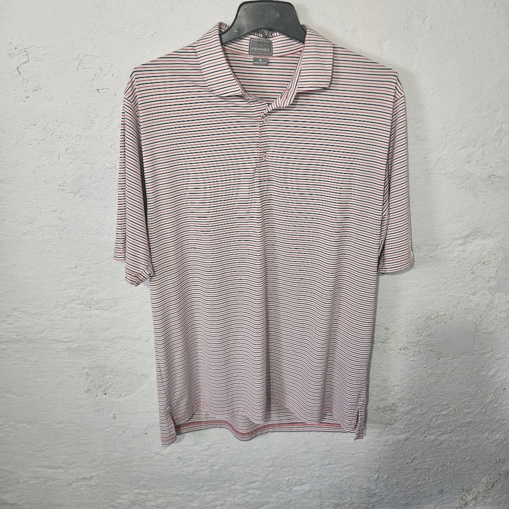 Fennec Polo Shirt Mens Extra Large Red & Blue Striped Golf Athletic Performance